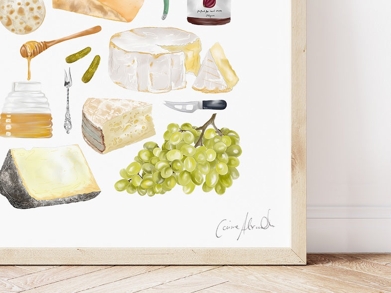 Large cheese board food print