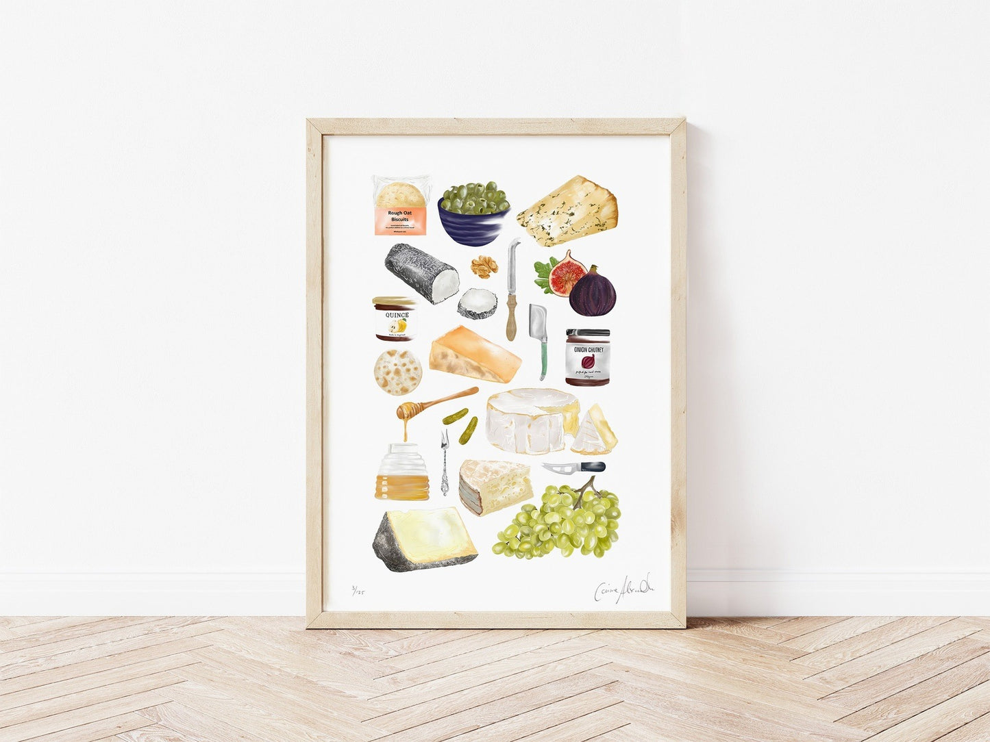 Large A3 cheese board art print