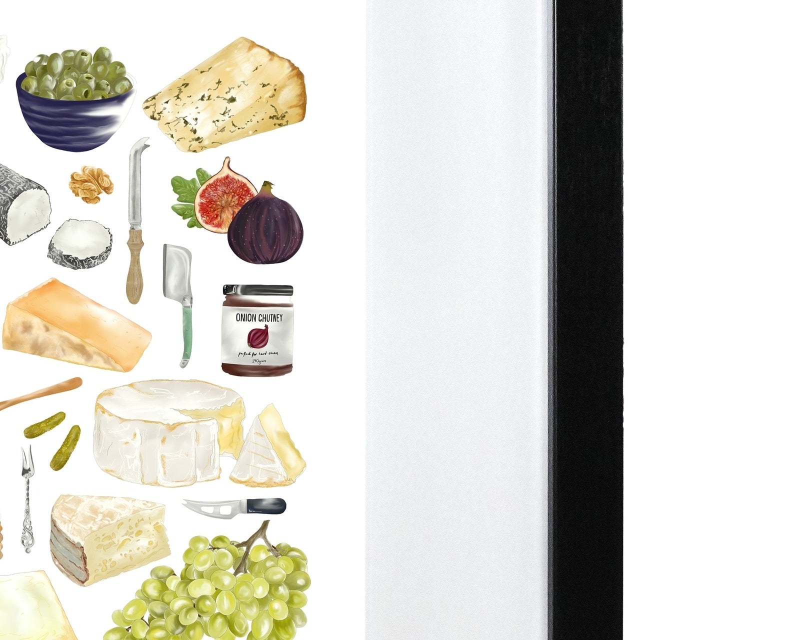 Cheese board platter featured on an art print