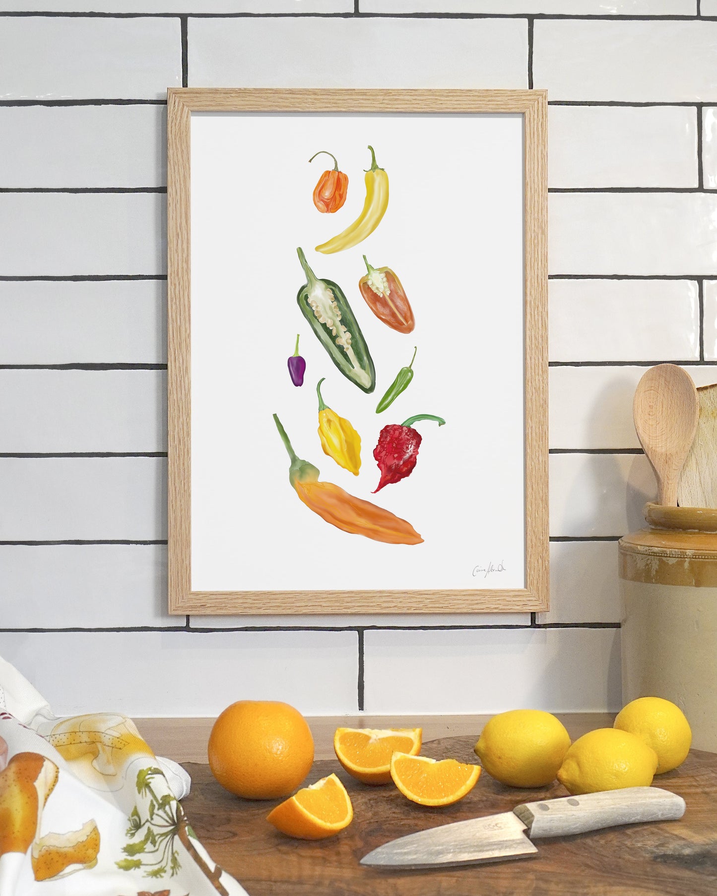 Chilli Print - Kitchen Wall Art, British Made