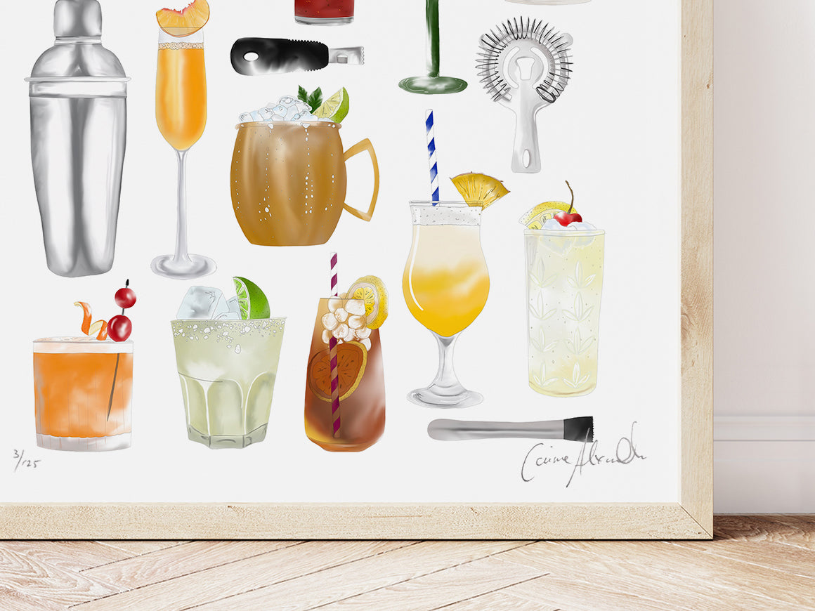 Cocktail Art Print for a bar wall