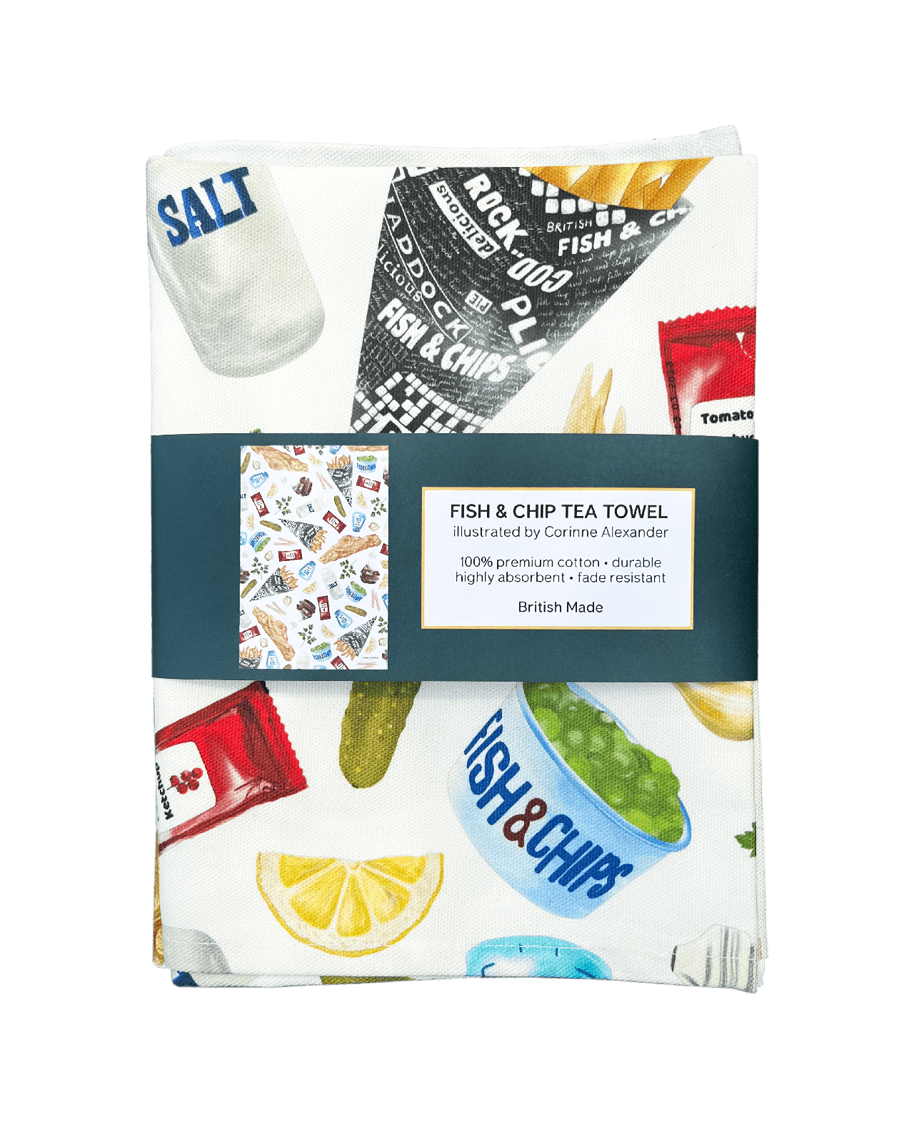 British Fish and chips tea towel