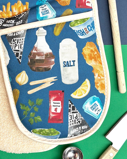 Fish & Chips Oven Glove, Coastal Kitchen & British Made