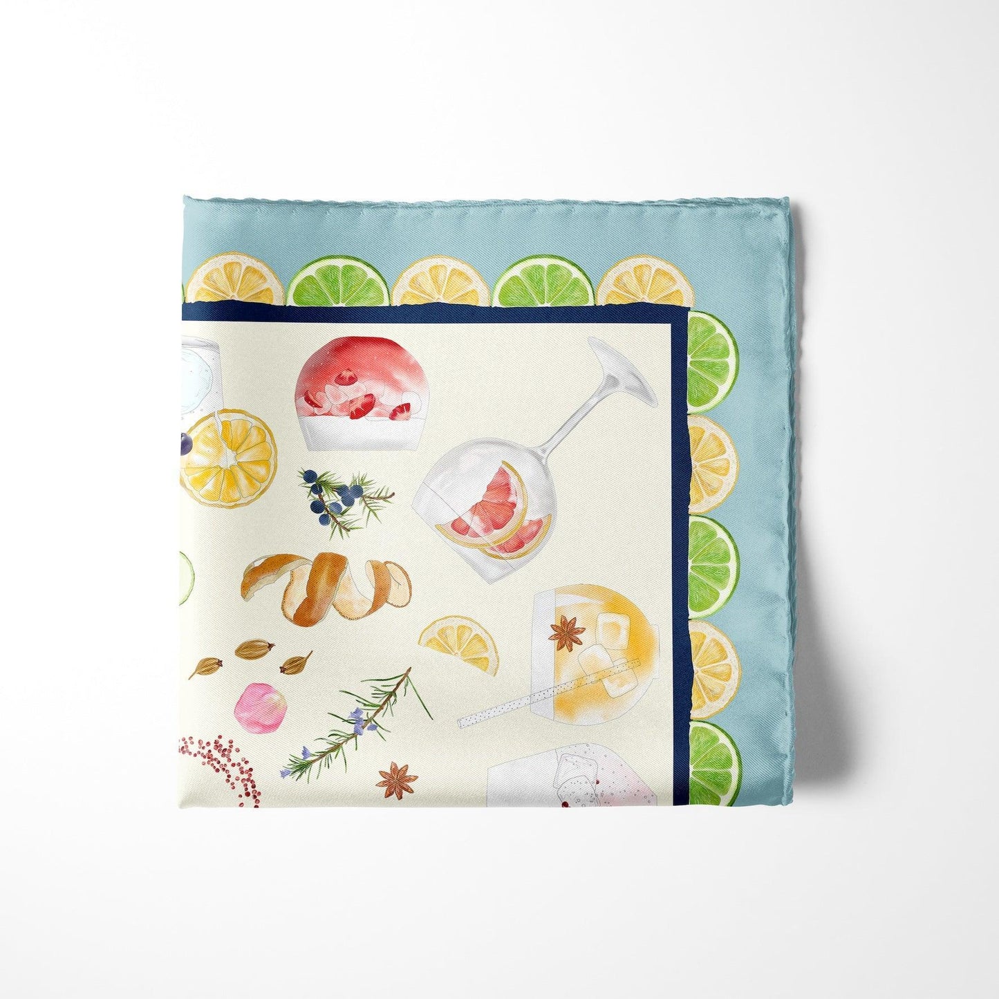 Gin print on ladies pure silk scarves uk