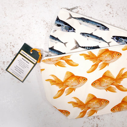 Fish toiletry travel bags made in Britain