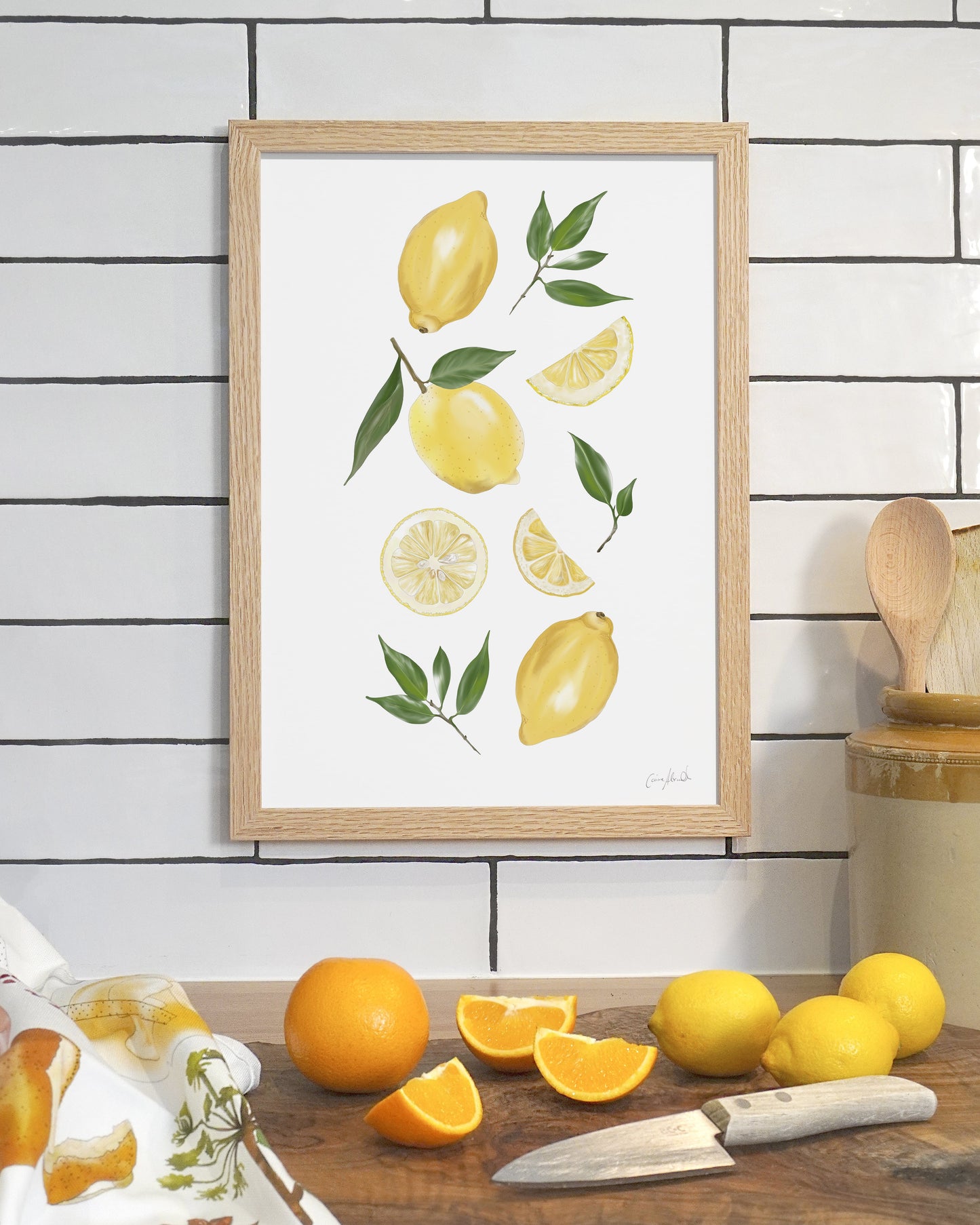 Lemon Print - Yellow Citrus Wall Art, British Made