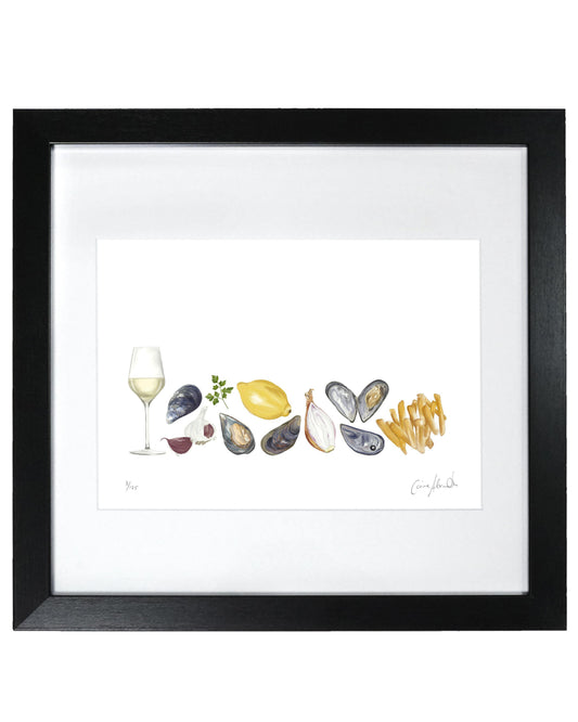 Moules Frites Print - Kitchen Wall Art, British Made