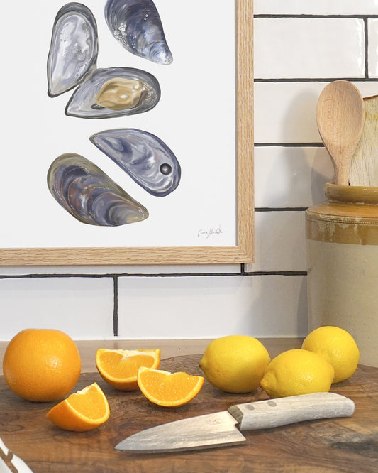Mussels Print - Kitchen Wall Art, British Made