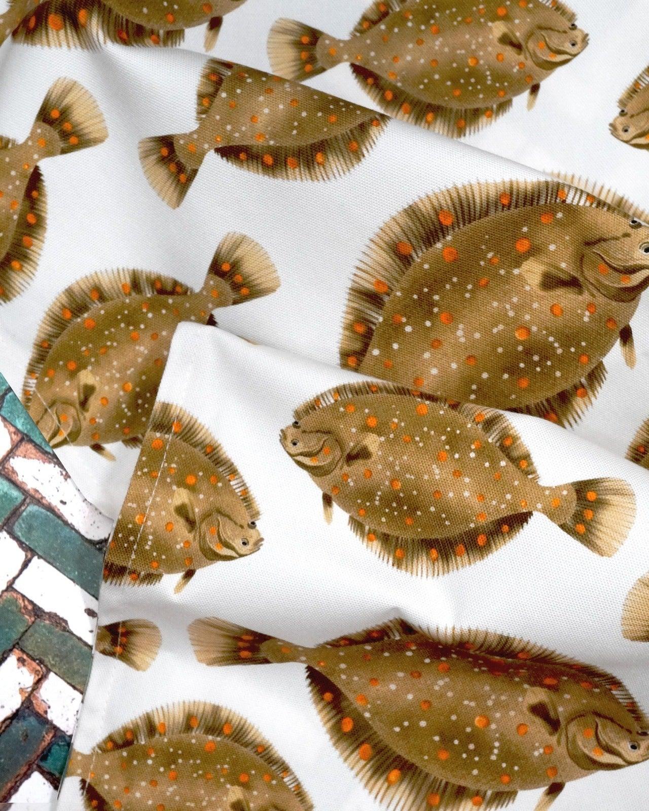Plaice tea towel adding coastal theme to your interiors