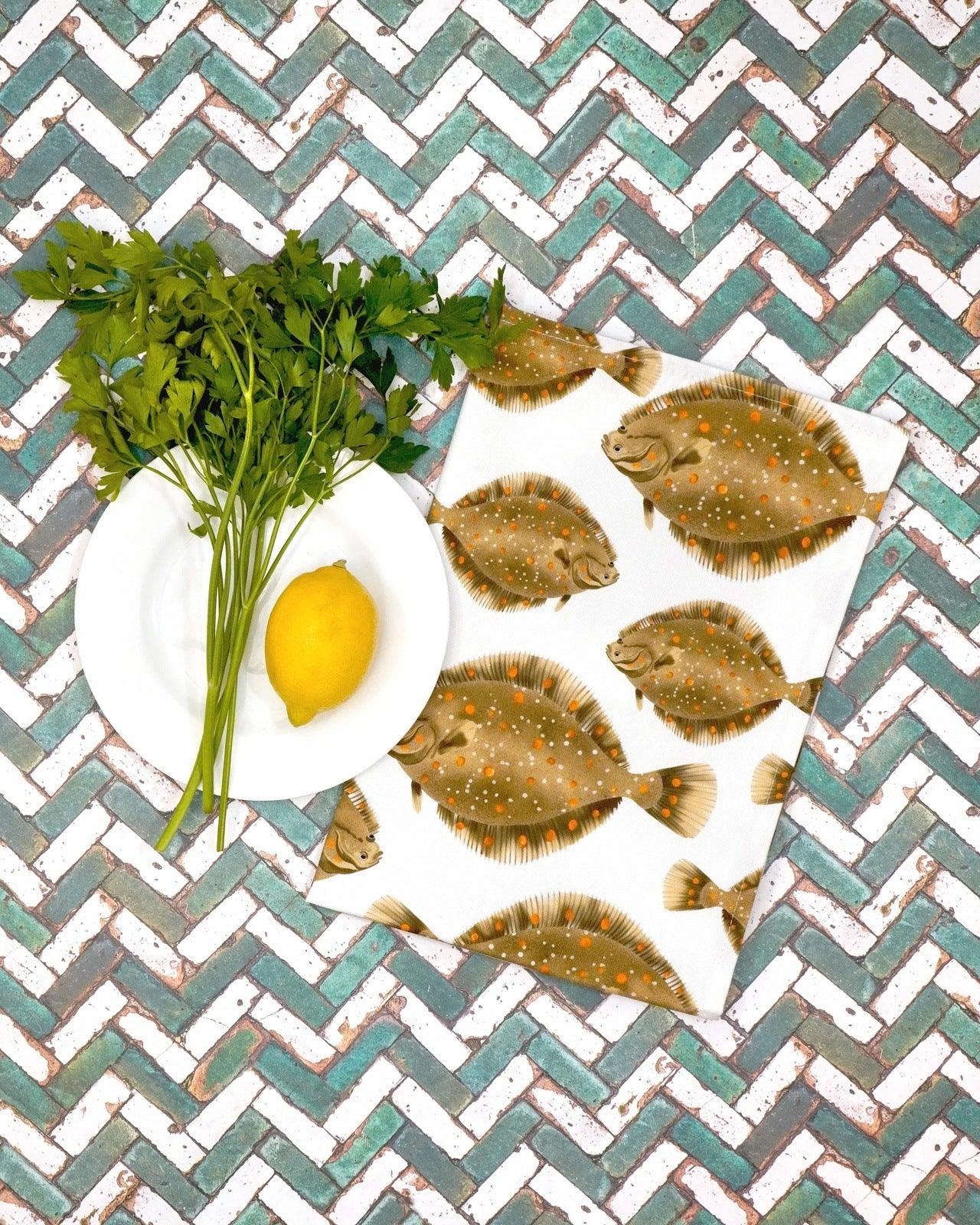 Cotton Plaice tea towel