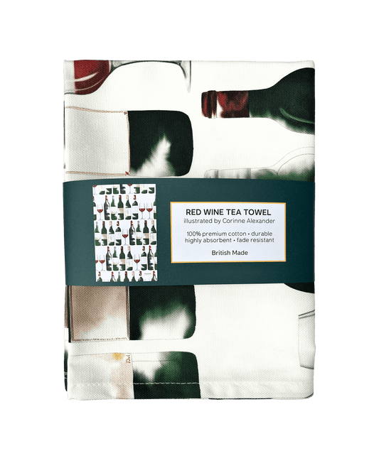Red Wine Bottle Tea Towel