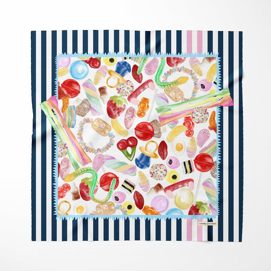 Sweet Tooth Silk Scarf - Featuring a Range of Pick n Mix Sweeties