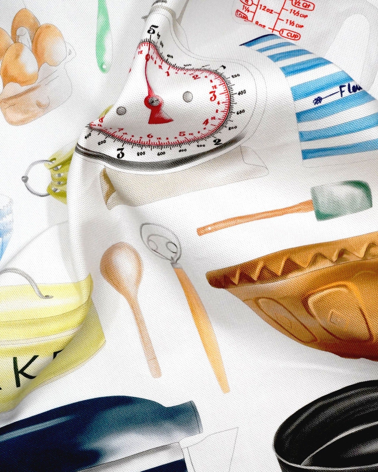 Cotton tea towel featuring baking illustrations