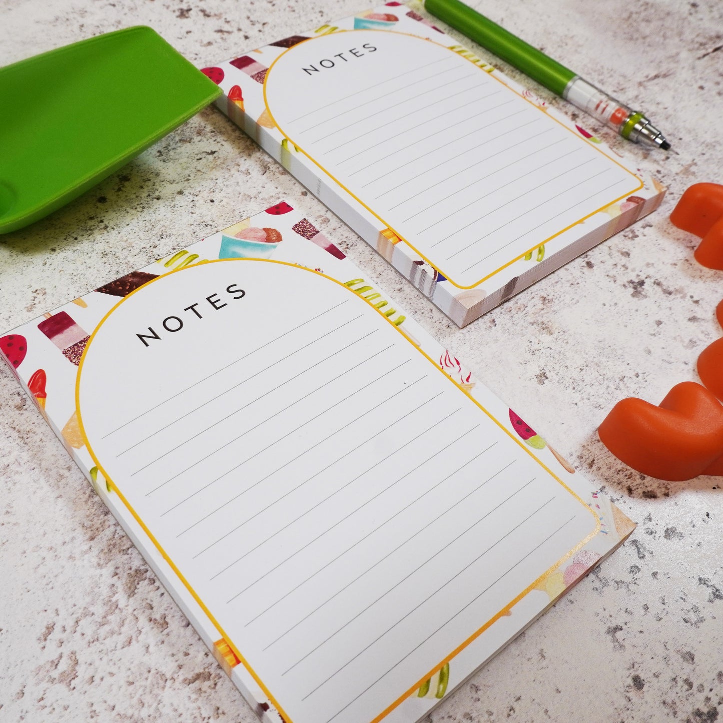 Notes Planner Pad featuring Ice Cream Illustrations - recycled paper