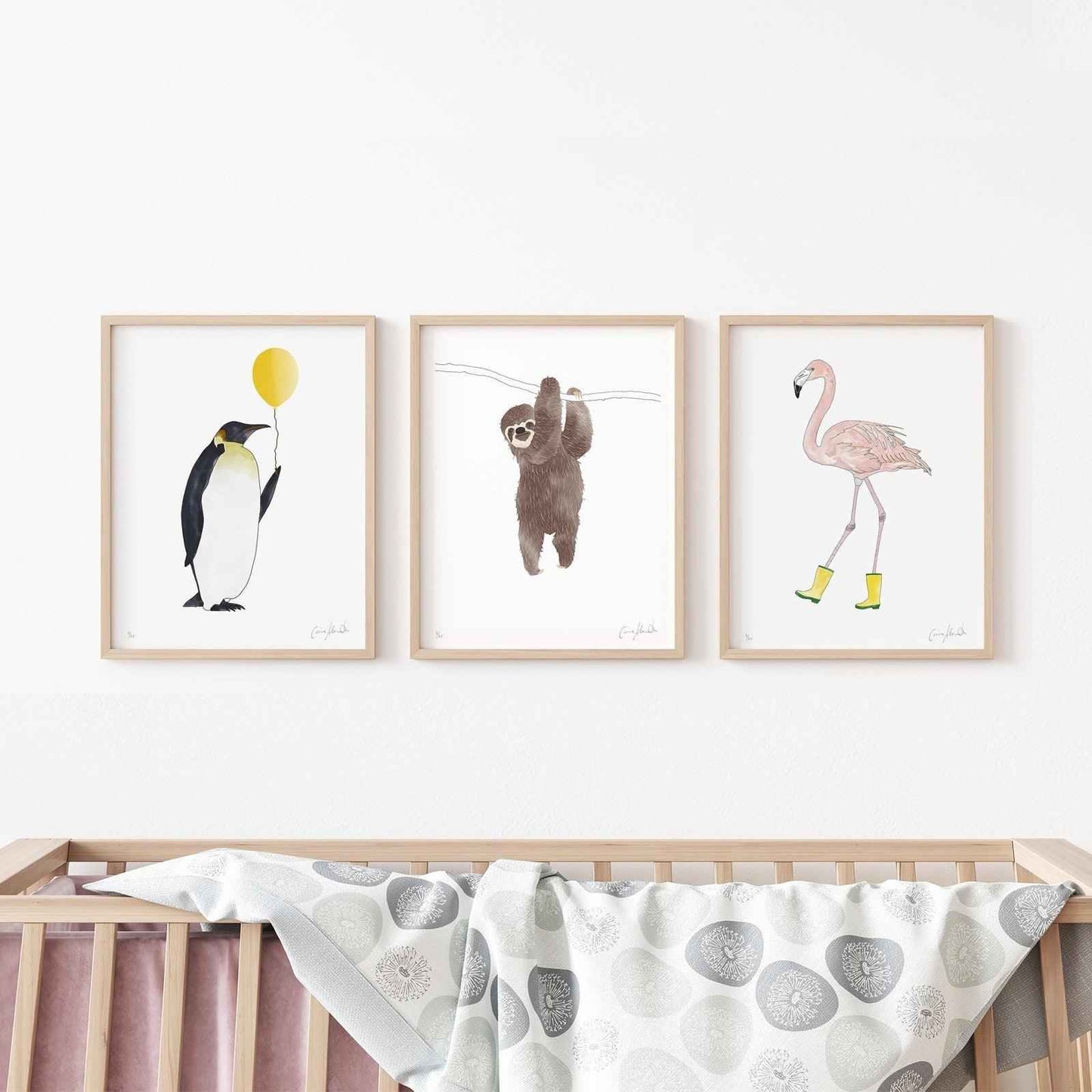Flamingo in Wellies Print - Nursery Wall Art, British Made