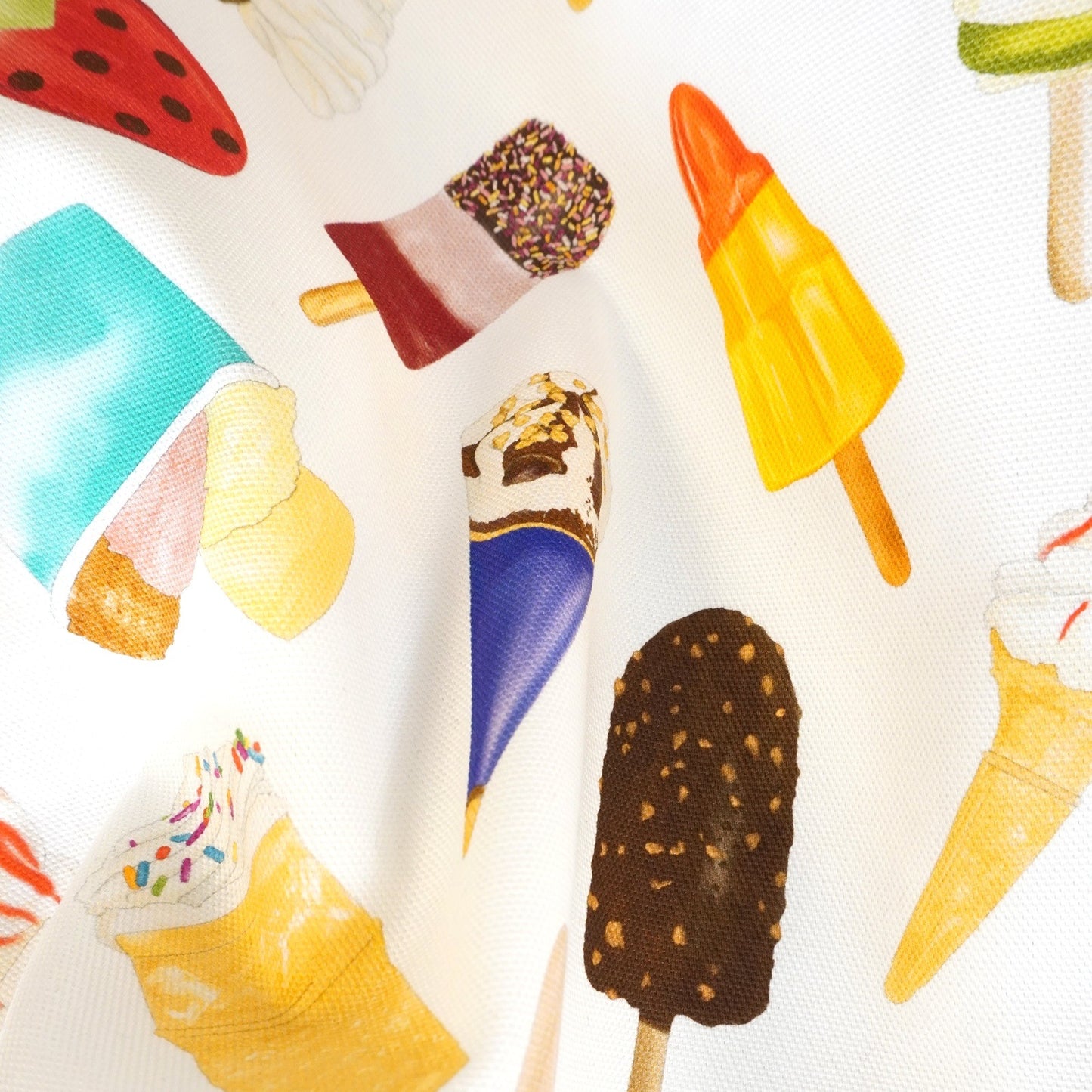 Ice cream illustrations on cotton apron