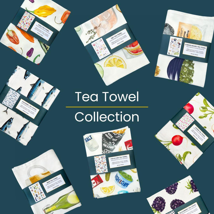 Illustrated cutlery tea towel