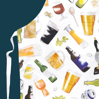 Cook apron for men featuring a beer print