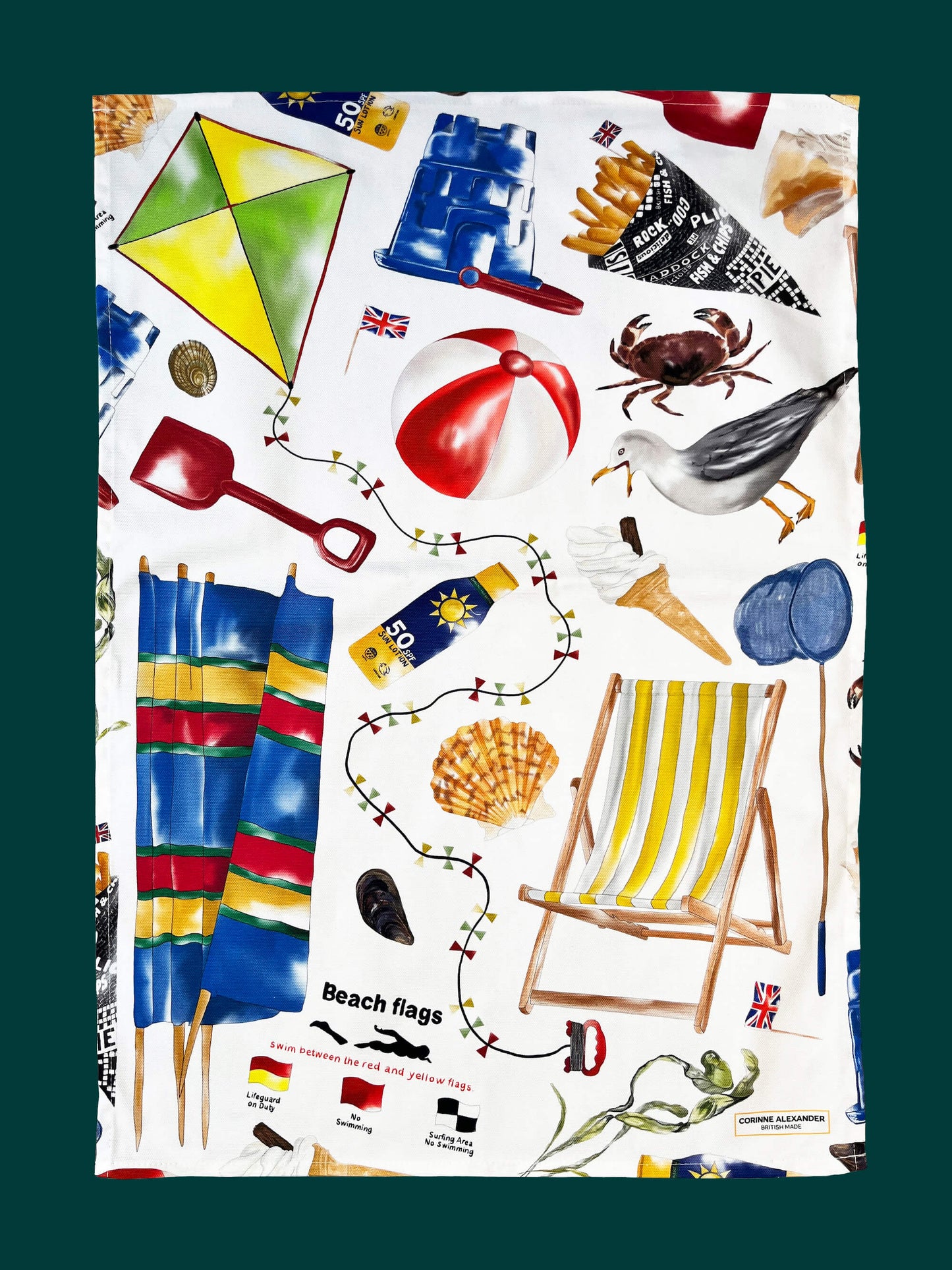 British Seaside Tea Towel