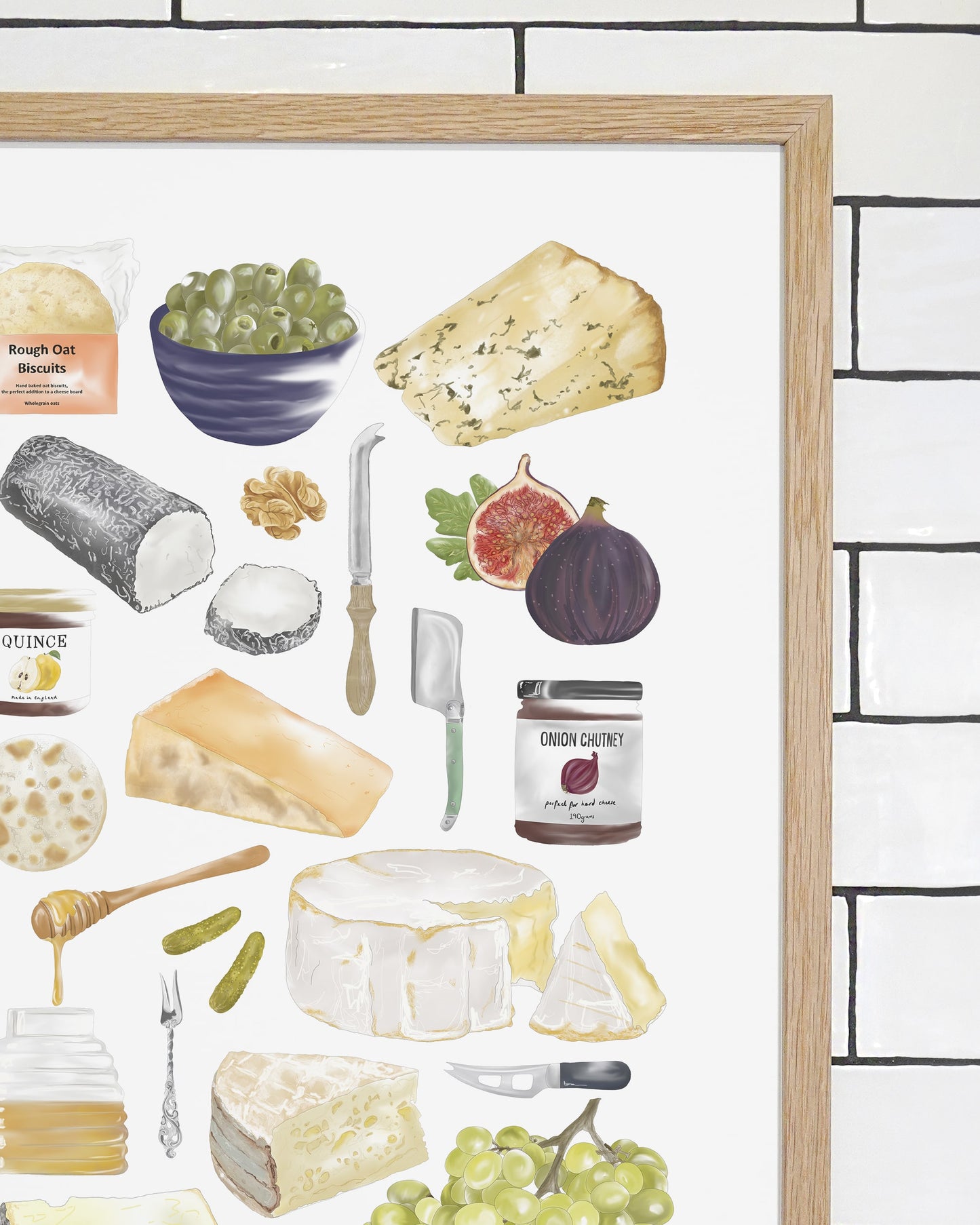 Cheeseboard Print - Kitchen Wall Art, British Made