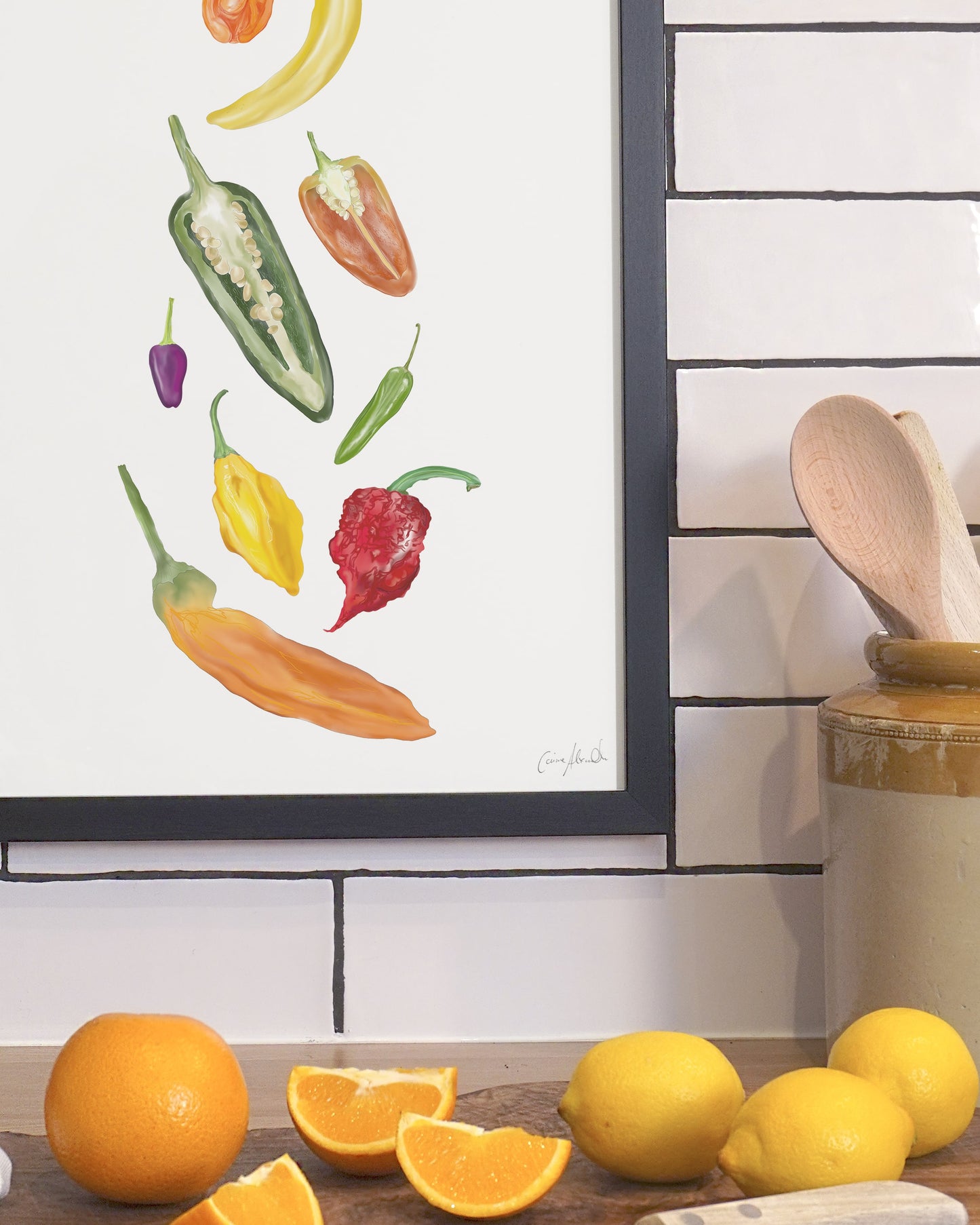 Chilli Print - Kitchen Wall Art, British Made