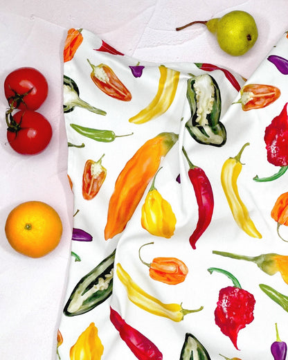 Colourful chilli tea towel made from cotton