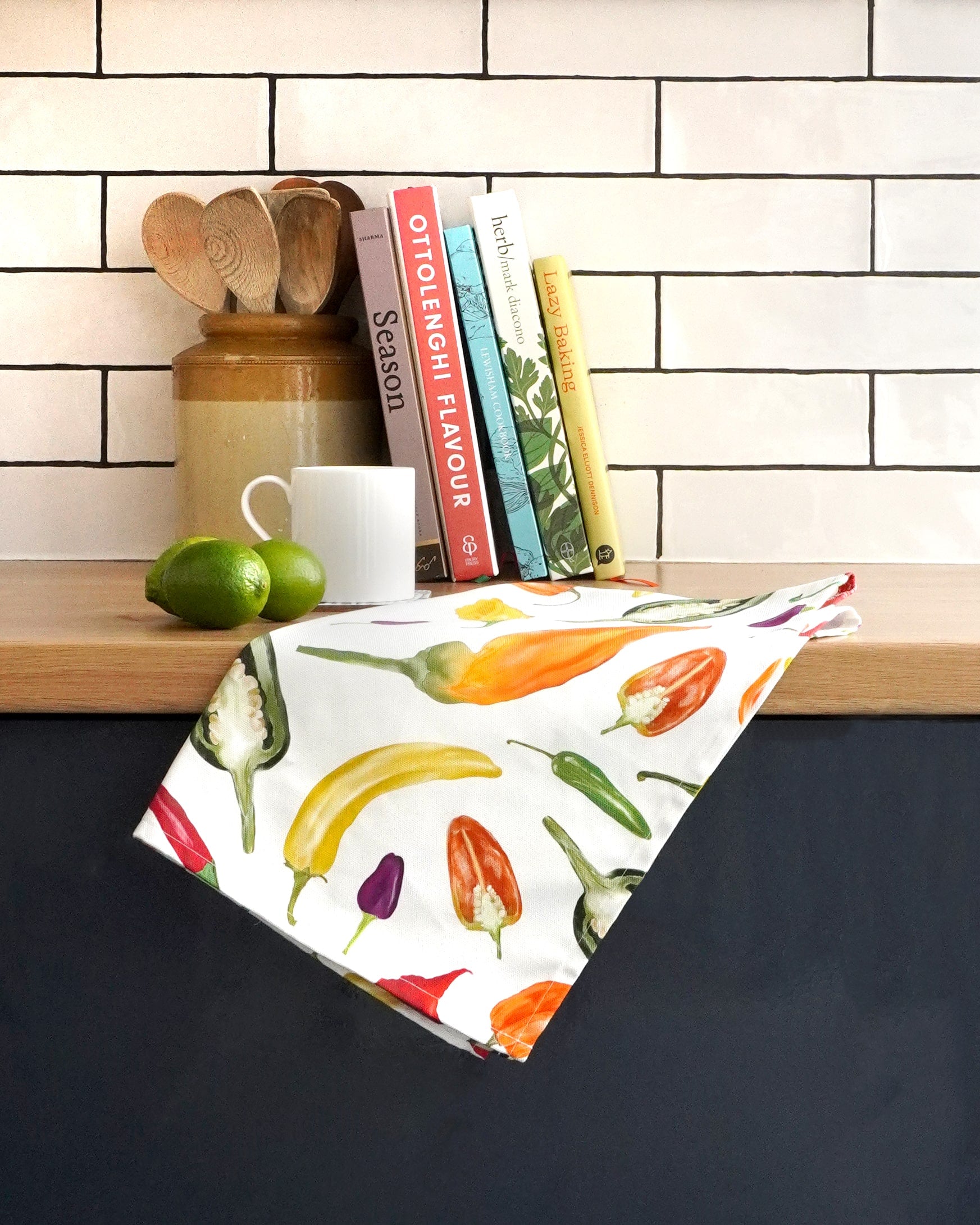 Chilli lovers tea towel for a modern kitchen