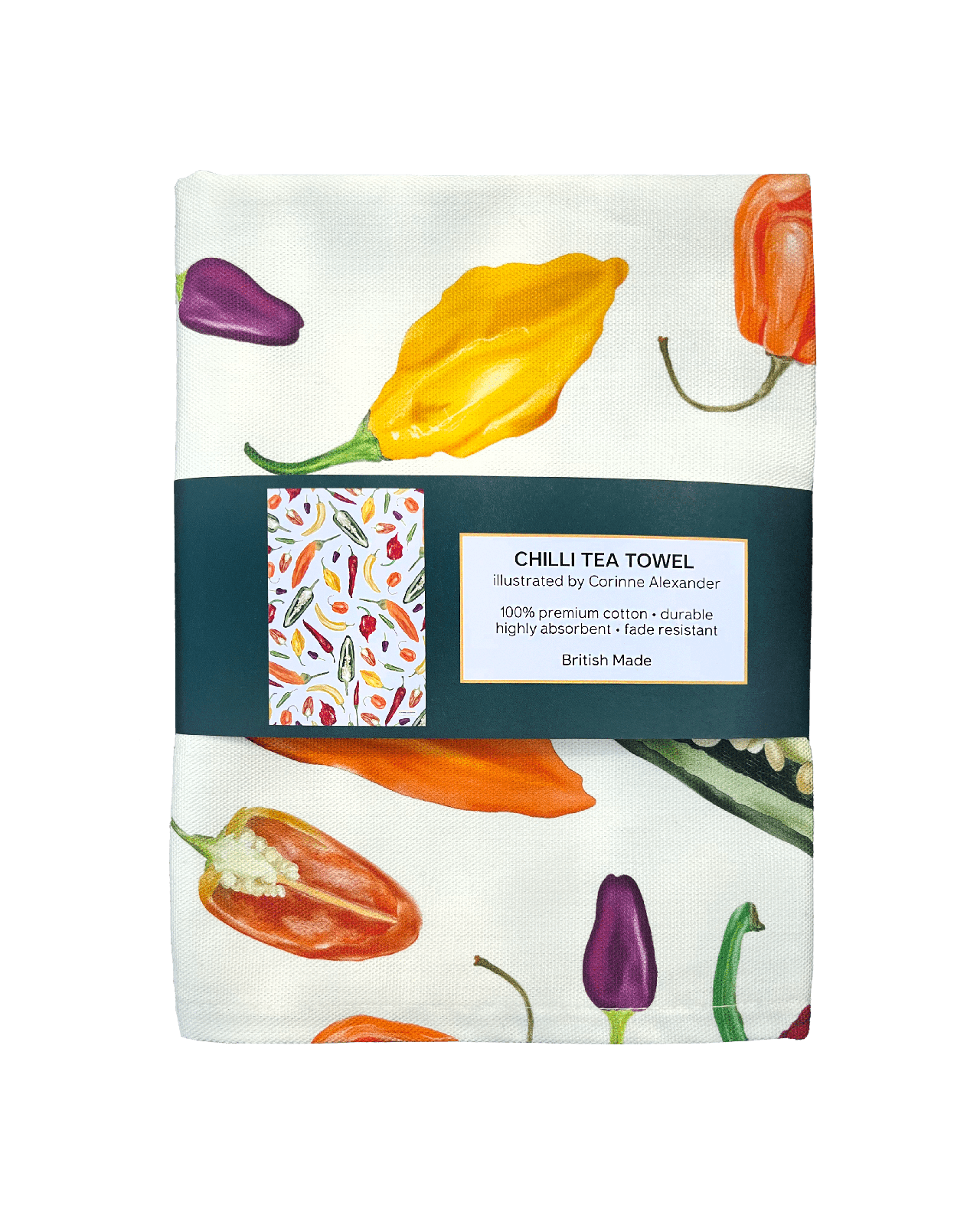 Colourful chilli tea towel  