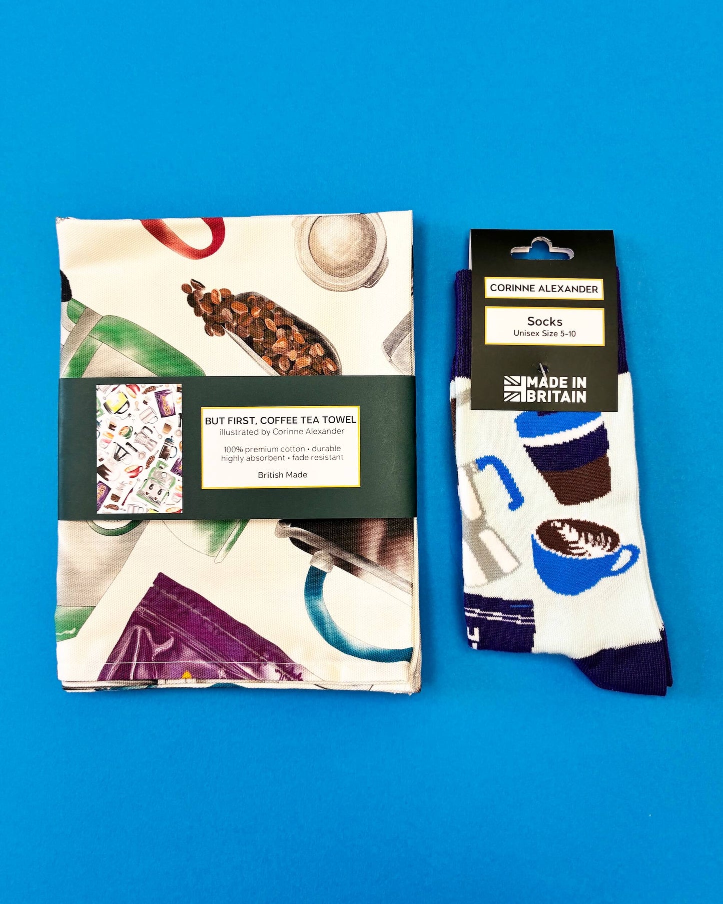 But First, Coffee Gift Set | Tea Towel & Socks Bundle