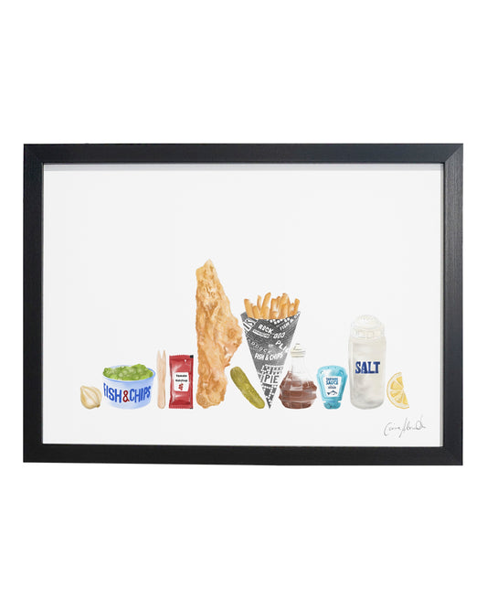 Fish & Chips Print - Kitchen Wall Art, British Made
