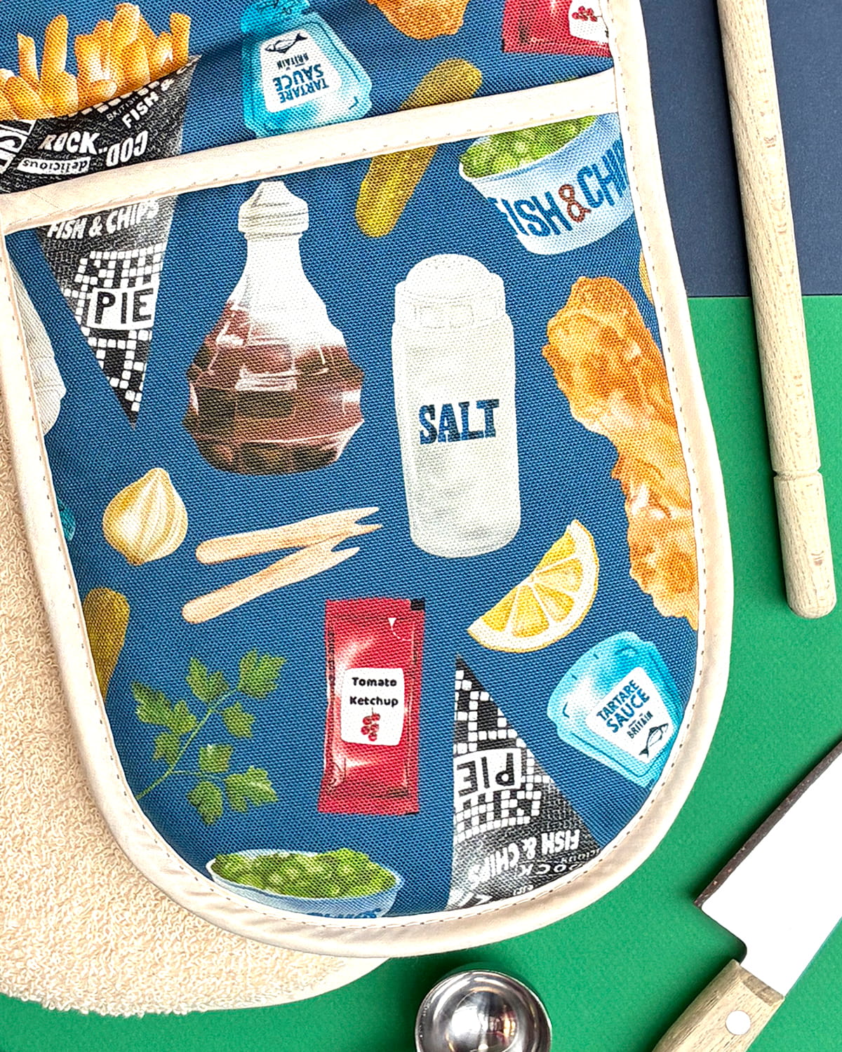 Fish & Chips Oven Glove, Coastal Kitchen & British Made