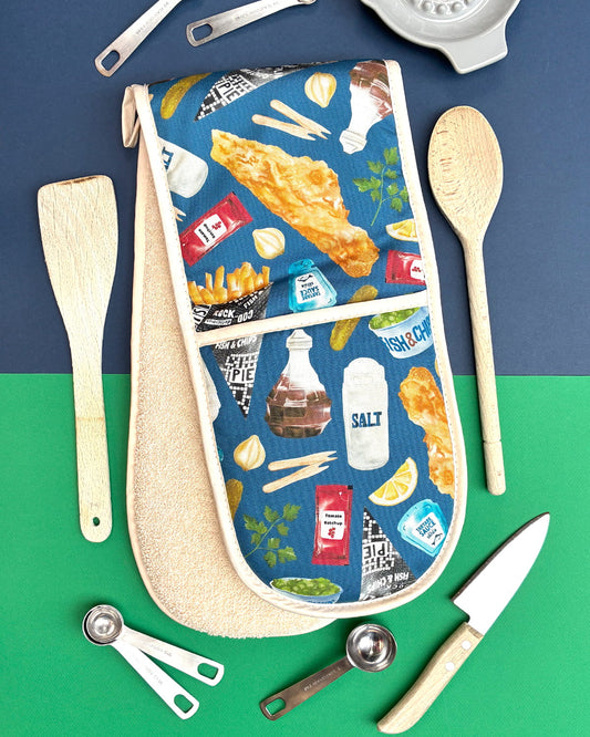 Fish & Chips Oven Glove, Coastal Kitchen & British Made