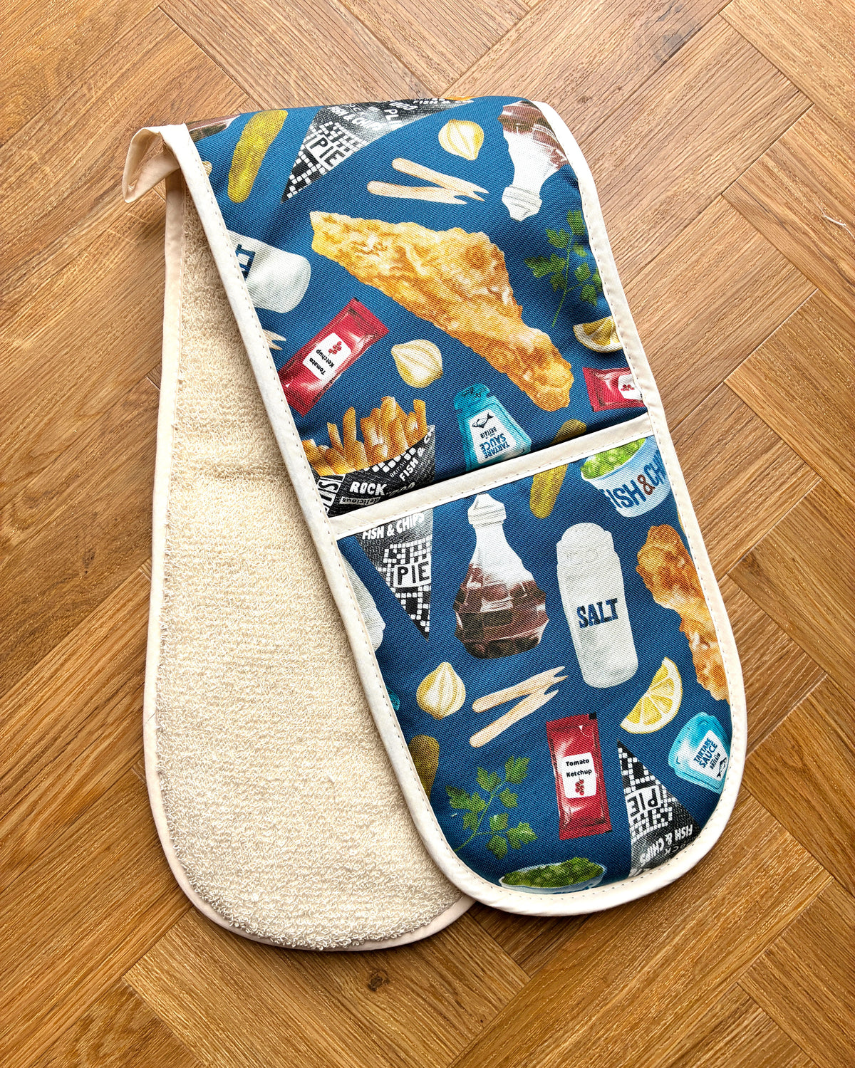 Fish & Chips Oven Glove, Coastal Kitchen & British Made