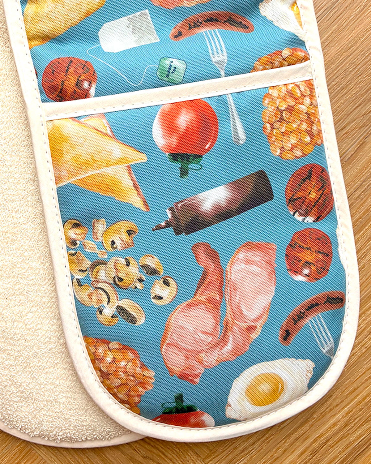 Full English Oven Glove, Hand-Drawn British Double Oven Glove