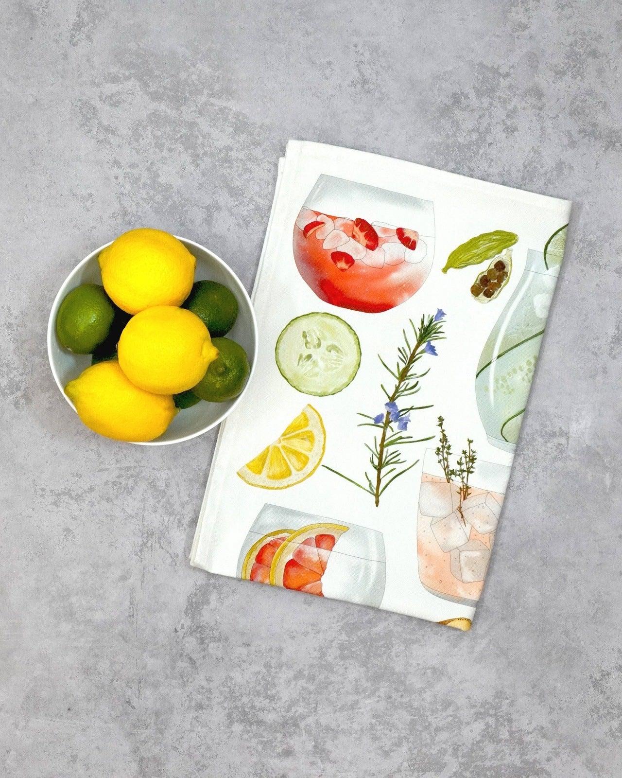 Gin Print Tea Towel 