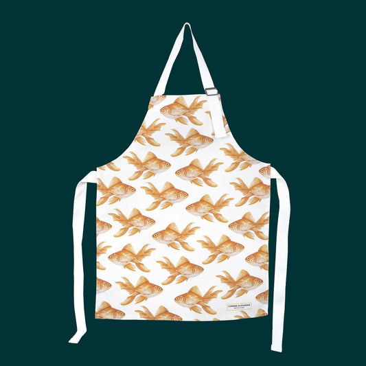 Fun apron featuring goldfish illustrations