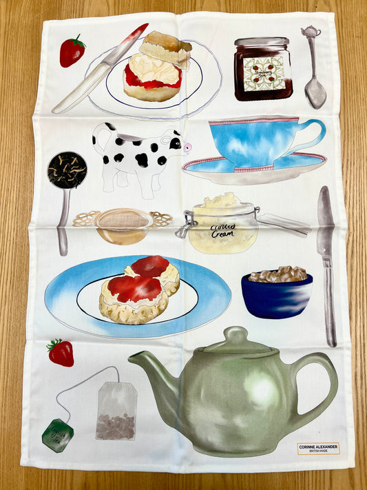 Cream Tea Tea Towel - SAMPLE - ONLY 1 AVAILABLE
