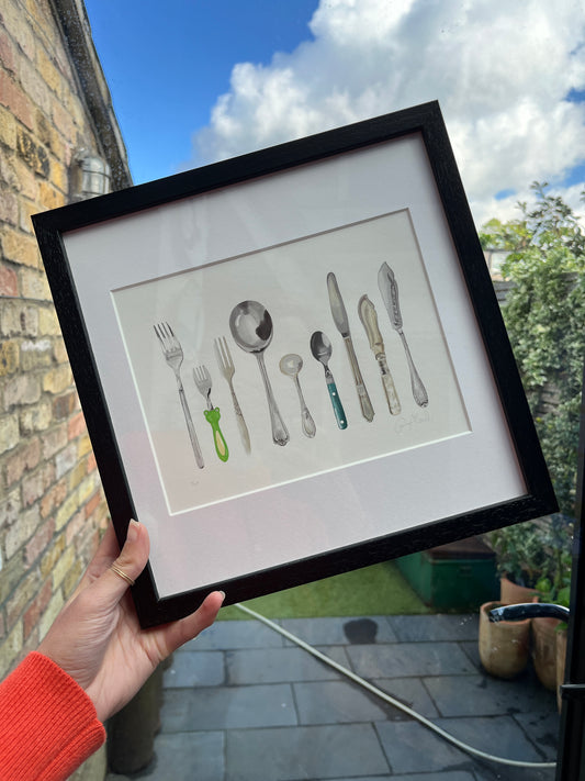 A Handful of Cutlery Framed Print - DISCONTINUED FRAME
