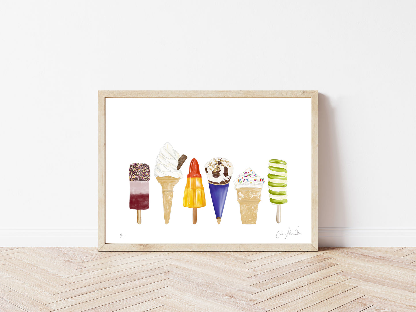 Large scale food print with ice creams