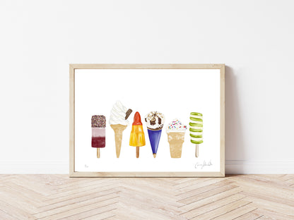 Large scale food print with ice creams