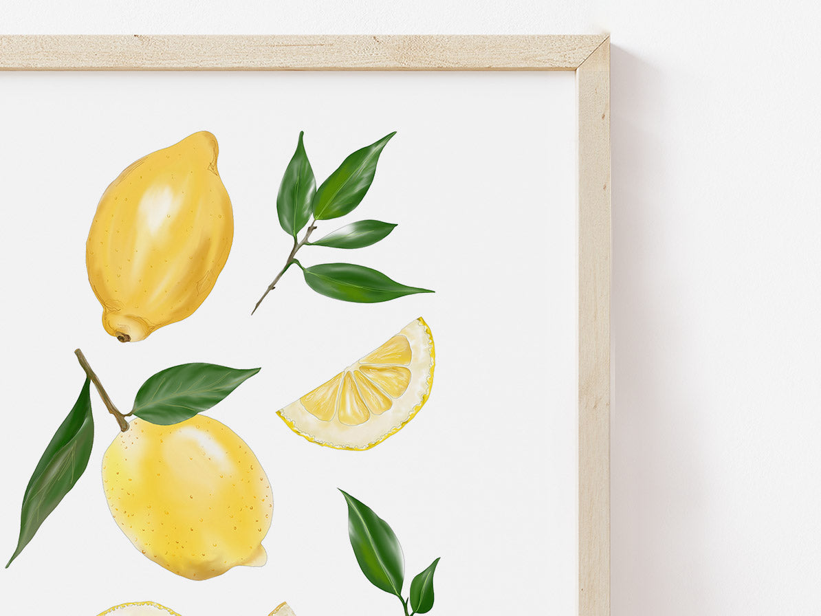 Yellow large fruity lemon print