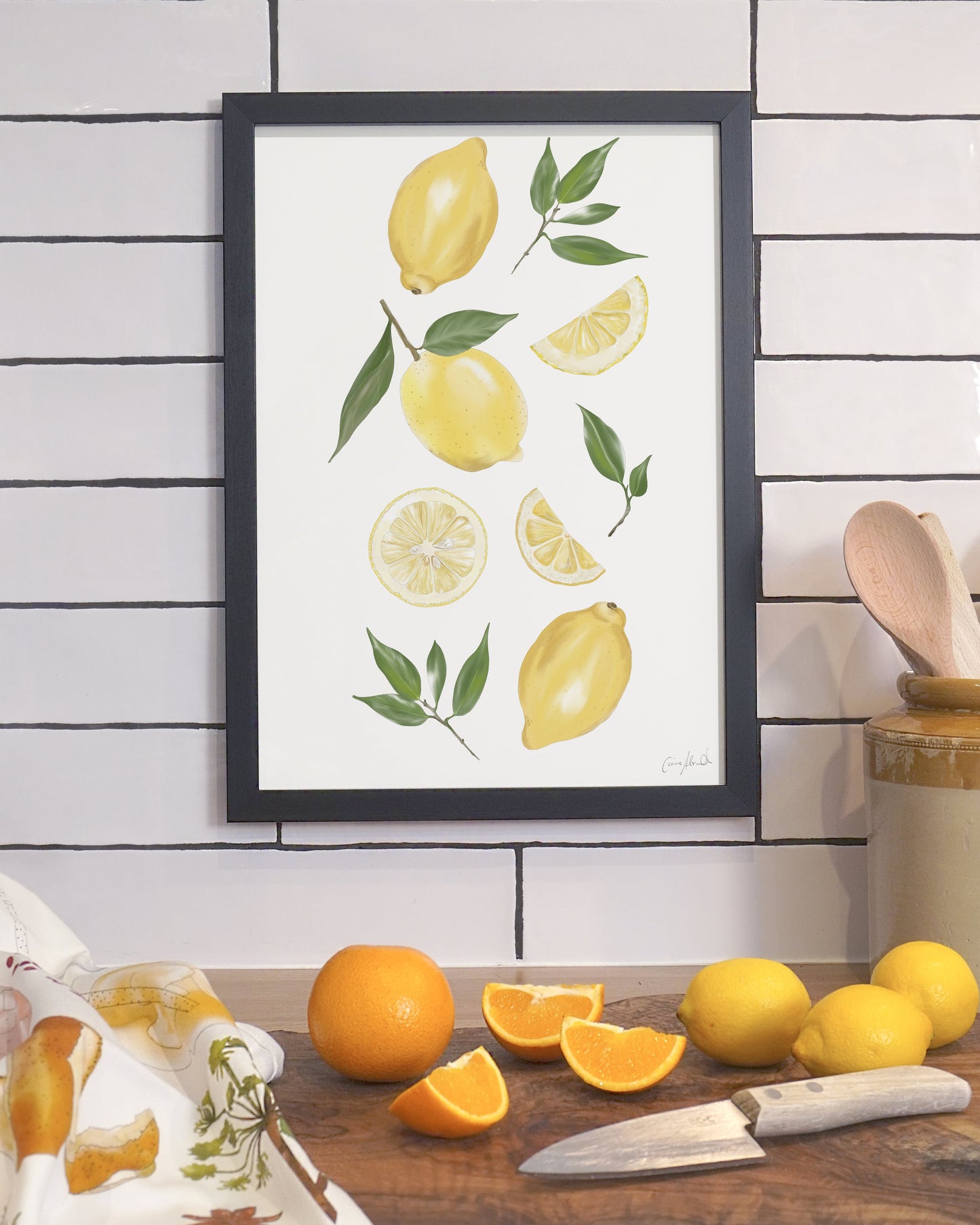 Lemon Print - Yellow Citrus Wall Art, British Made