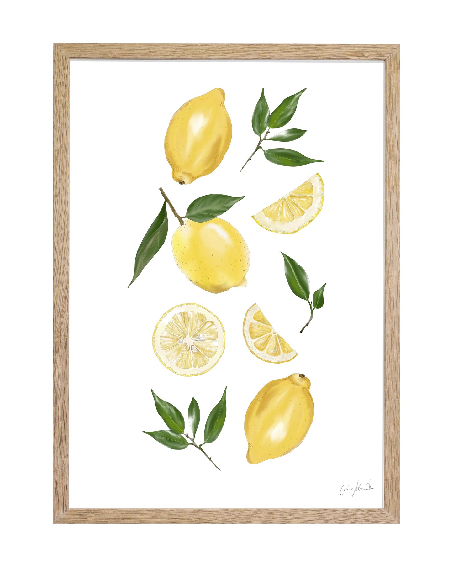 Lemon Print - Yellow Citrus Wall Art, British Made