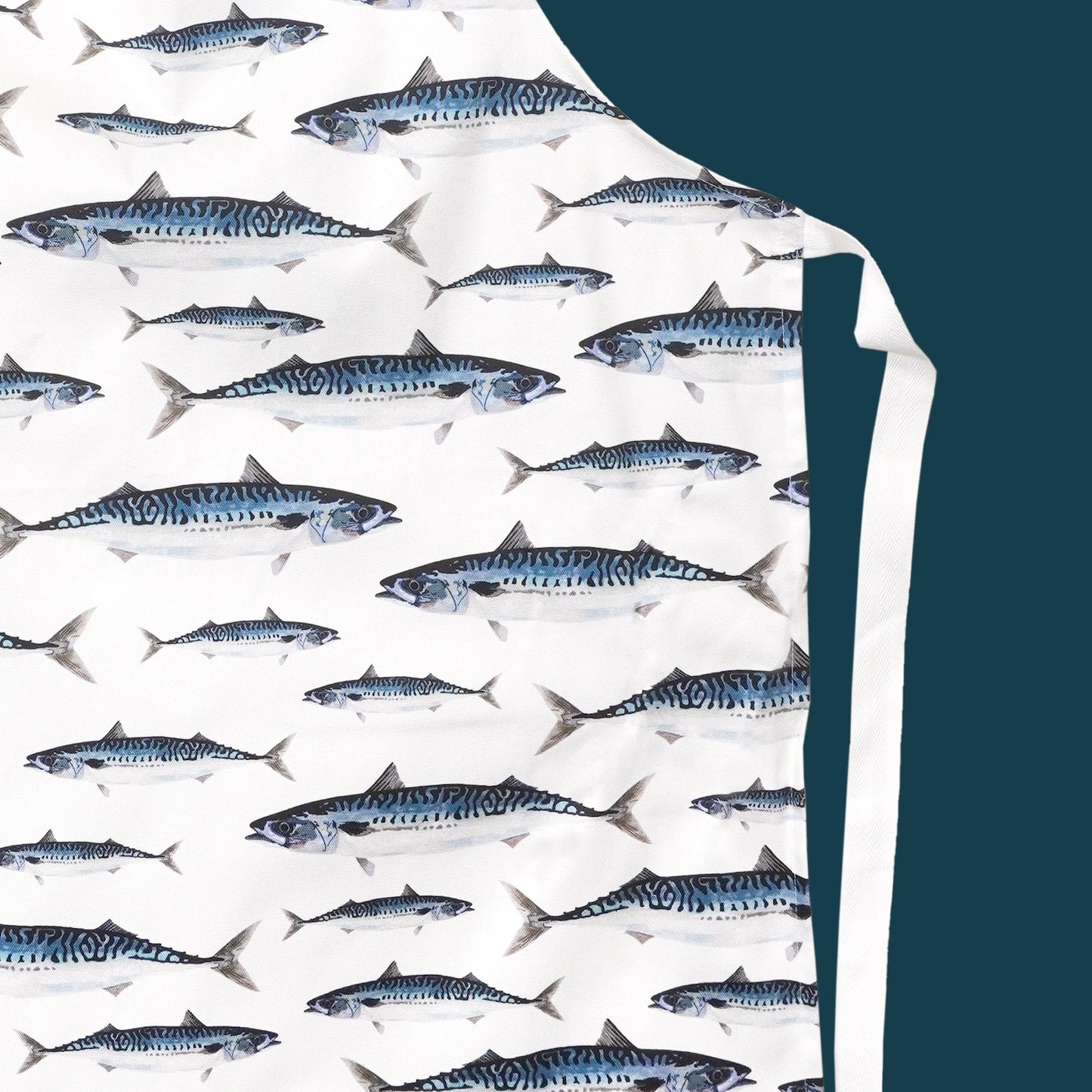 Mackerel illustrated apron bringing seaside style into your kitchen