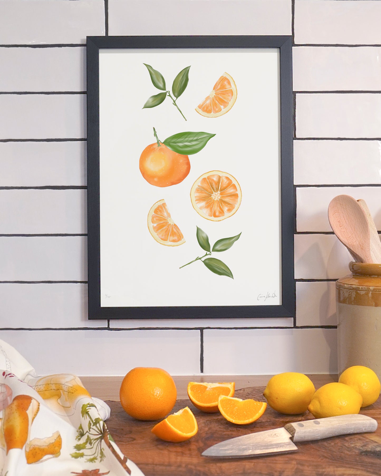 Orange Print - Citrus Kitchen Art, British Made