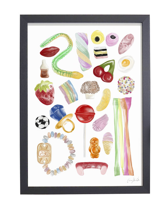 Pick n Mix Sweeties Print - Fun Kitchen Art, British Made