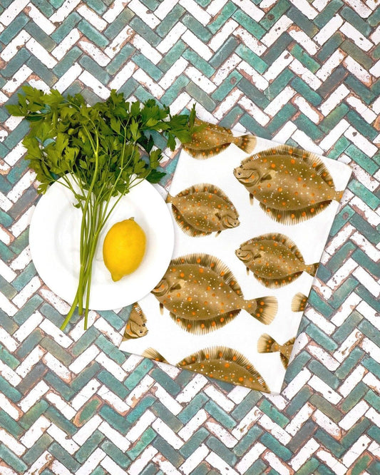 Cotton Plaice tea towel