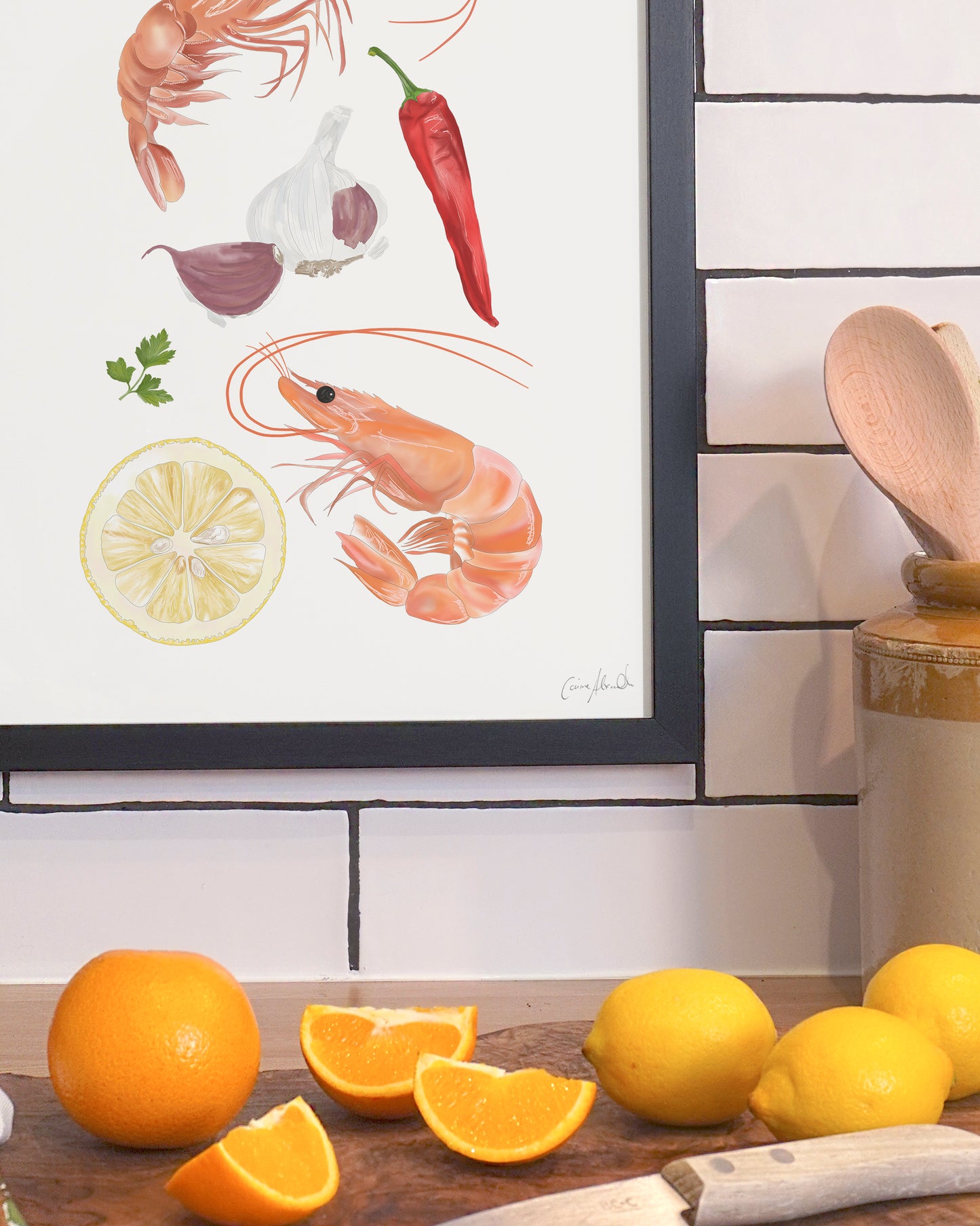 Prawn Print | Limited-Edition Giclée Seafood Art