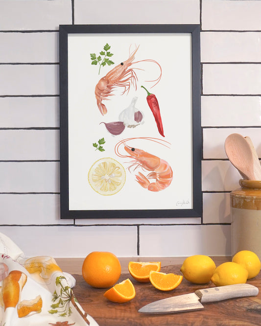 Prawn Print | Limited-Edition Giclée Seafood Art
