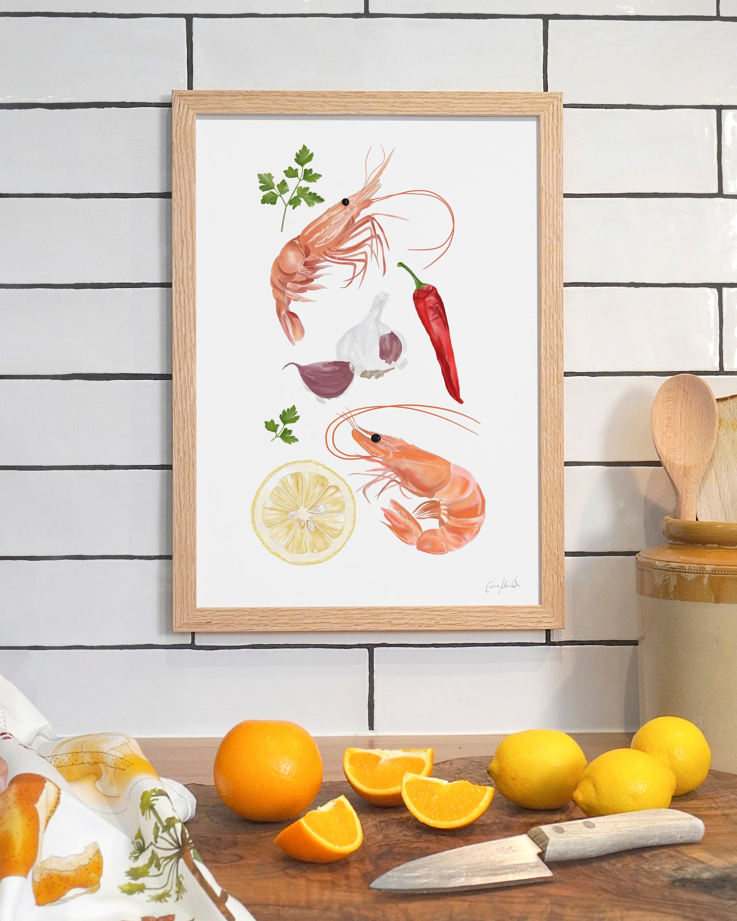 Prawn Print | Limited-Edition Giclée Seafood Art